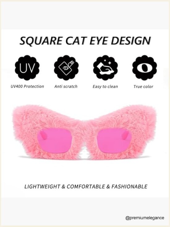 Plush Fuzzy Cat Eye Sunglasses Punk Soft Velvet Shades Party Masquerade Eyewear